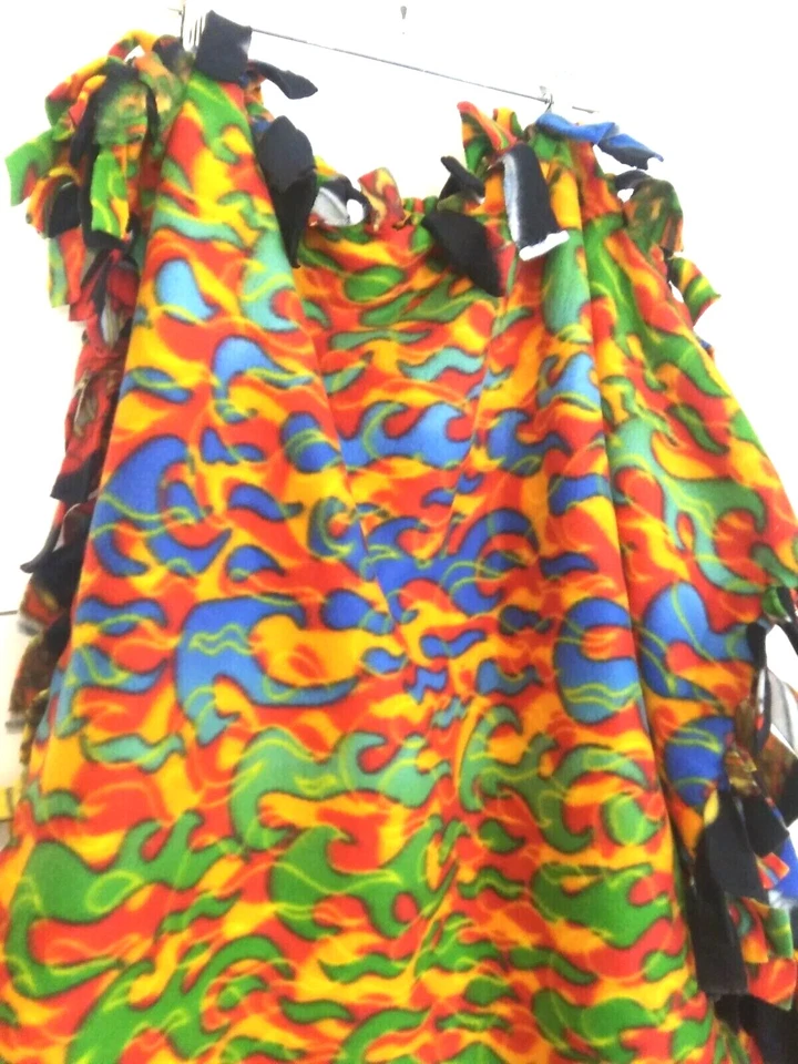 Throw Blanket Fleece 2 Sided Sneaker And Abstract Design Colorful 53" L x 38" W - Image 2 of 4