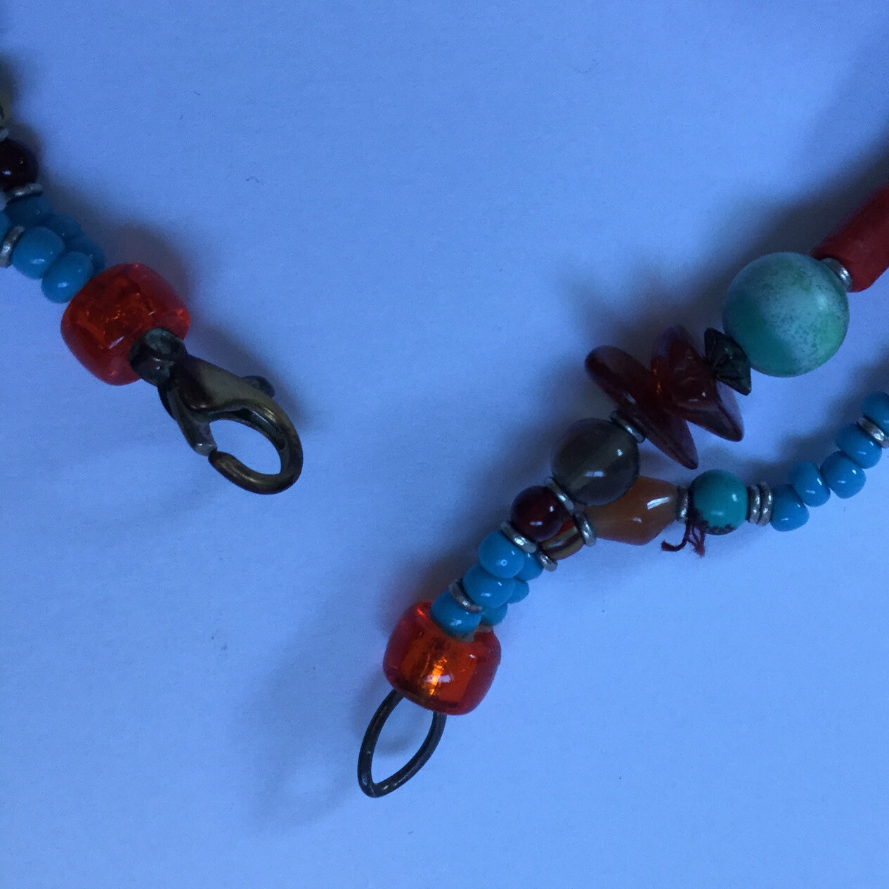 Multicolor Double Strand Mixed Bead Necklace Glas… - image 8