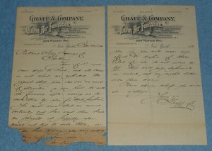 1891 Graff &amp; Company Furnace Mfr NY 2 Page Letter To Portland Stove Foundry Co