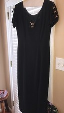 CDC EVENING Woman's Size 6 Long Gown DRESS Party Black Polyester (BL)