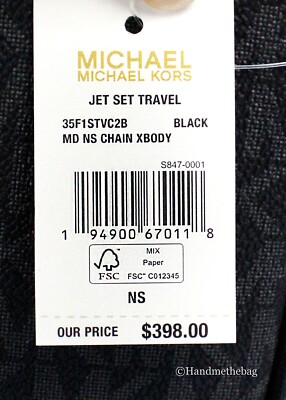 Michael Kors Black Signature Flight Leather North South Chain