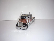 DCP FIRST GEAR 1/64 TRI-AXLE BLACK SABLE & GOLD KENWORTH W900L WITH 60"SLEEPER