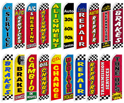 Mechanic Advertising Feather Swooper Flutter Flag Brakes Oil Change Transmission