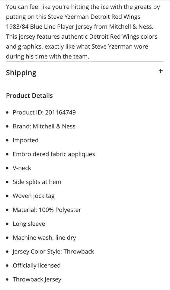 Camiseta deportiva Mitchell & Ness Steve Yzerman Detroit Red Wings 1983-84 Blue Line 3XL Foto 4 de 4