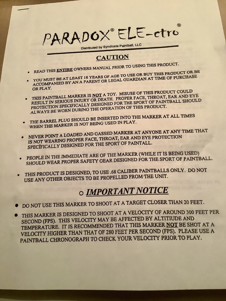 Vintage PARADOX Electronic Paintball Marker Gun Black eBay