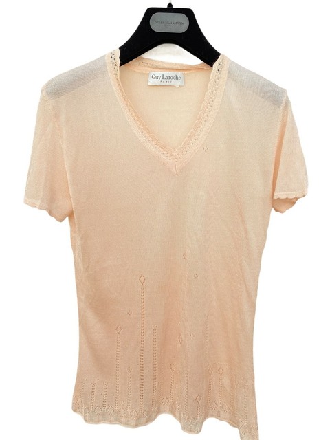 Guy Laroche 1960 / 60’s Lovely Light Pink Crochet / Laced Top Size XS