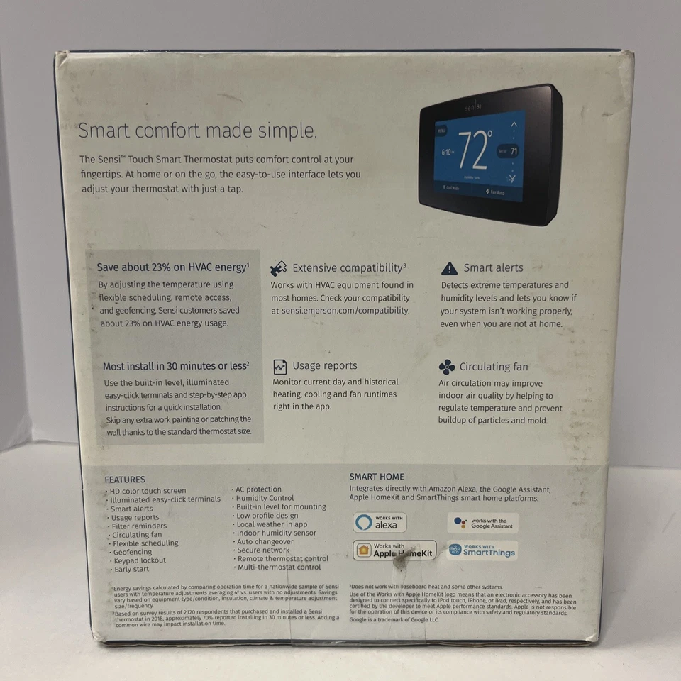EMERSON Sensi Touch Wi-Fi Smart Thermostat, Touchscreen Color Display - Image 3 of 4