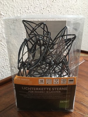Sterne mit LED Lichterstrang batteriebetrieben 10 Lichter von Depot NEU & OVP
