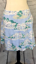 NEW J Jill Coastal Mediterranean Print Blue A-Line Skirt Pockets Mp