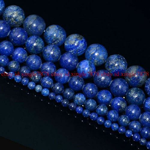 4mm-20mm Real Natural Blue Lapis Lazuli Round Gemstone Loose Beads 15" AAA+ - Picture 6 of 12