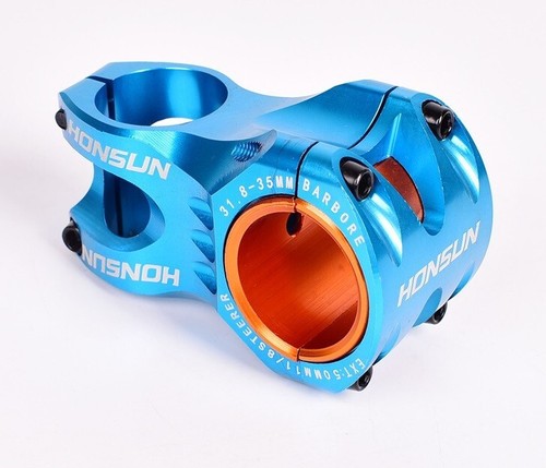 HONSUN Aluminum Bicycle Stems 28.6*31.8/35*50mm 0° MTB Road DH XC Bike Stem Blue - Picture 6 of 9