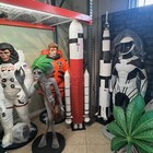 Orange and White Space Rocket Statue Prop Outer Space Alien Theme Decor Display