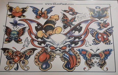 tattoo flash 49 sheets all displayed in a portfolio book - Zdjęcie 15 z 19