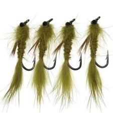 4Pcs Dragon Fly Nymph Streamer Lure Olive Size #10 Trout Fly Fishing Tackle Bait