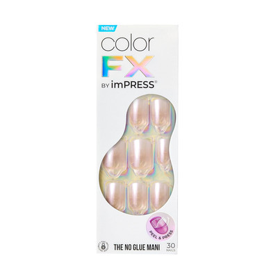 KISS  No Glue Mani Press-On Nails, Color FX, 'Connection', Light White, Short Si