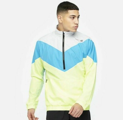 Puma Train First Mile Xtreme Mens Woven Color Block 1/2 Zip Runing Jacket Size L