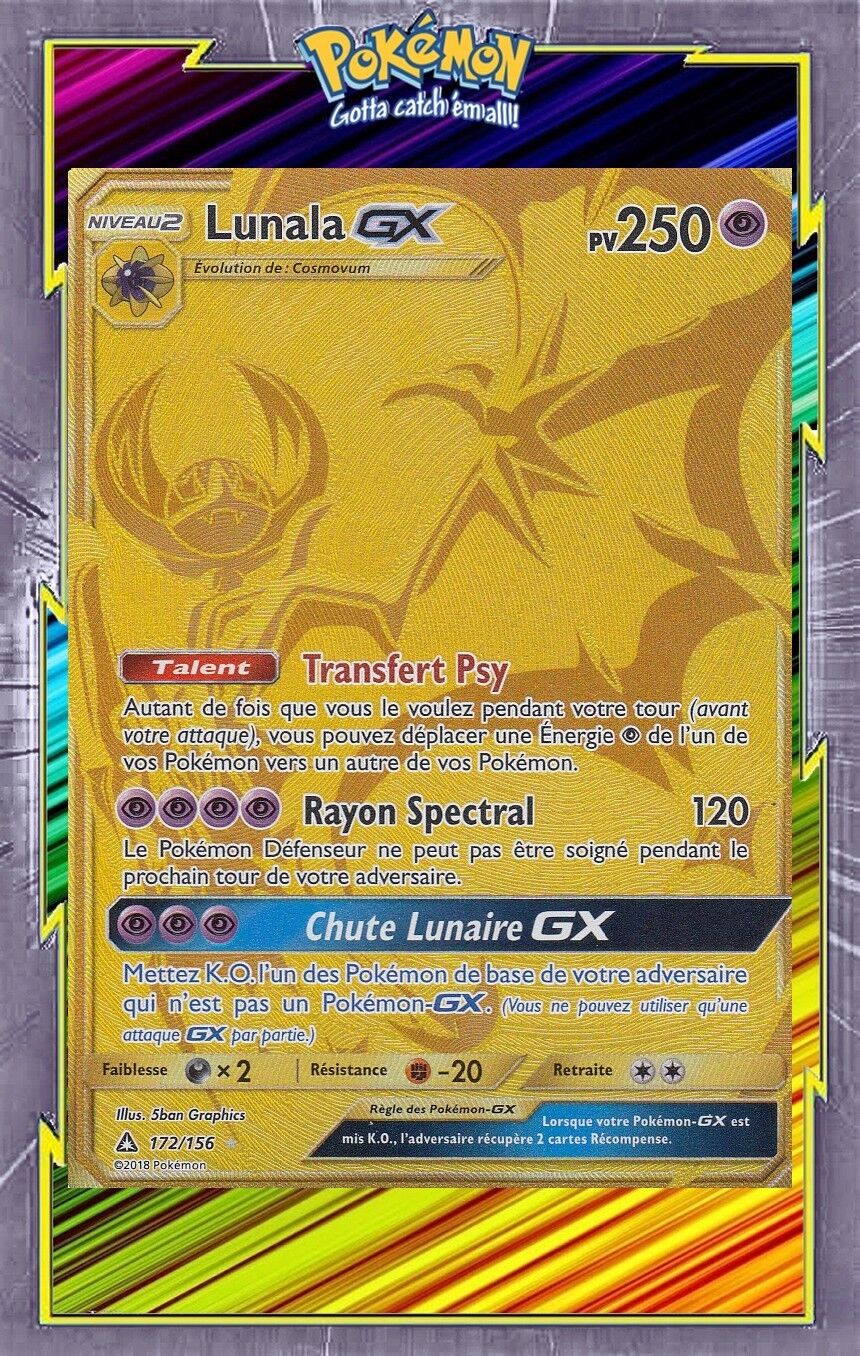 Carta Pokemon Lunala-gx Gold Original