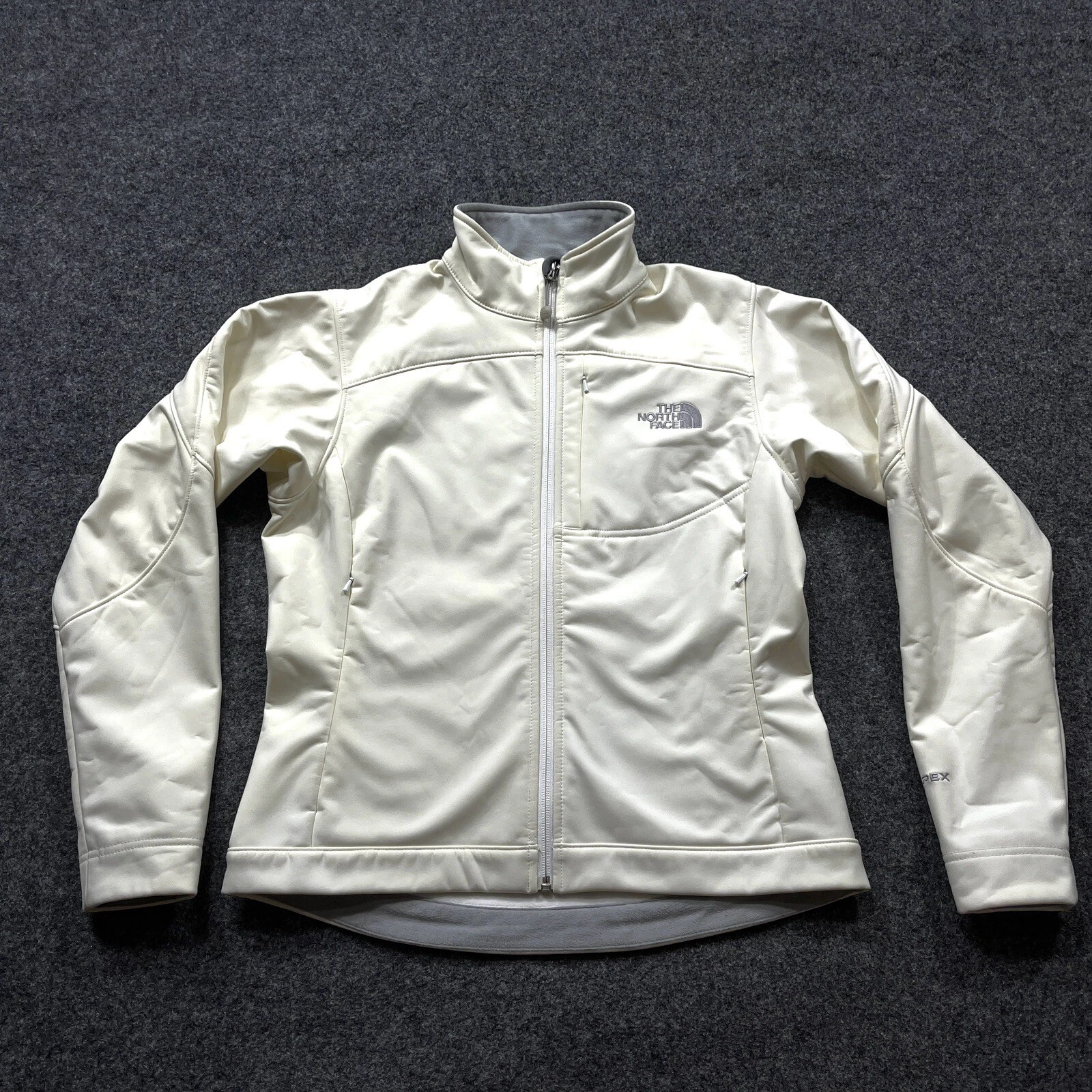 OFF WHITE Giacca North Face donna taglia small panna Apex Bionic cappotto soft shell zip bianco