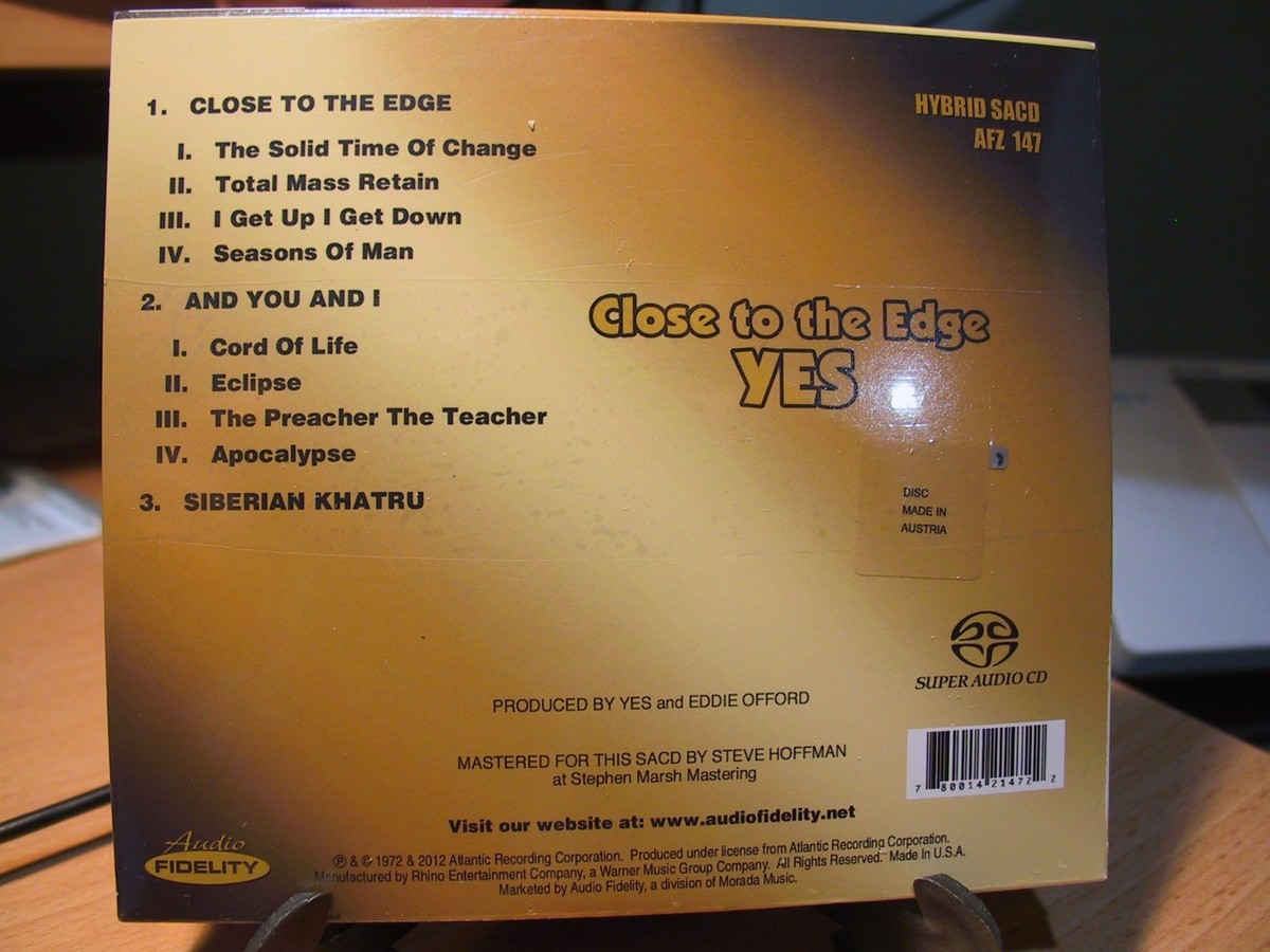 3) 24K Gold SACD MFSL Audio Fidelity Yes Fragile 90125 Close