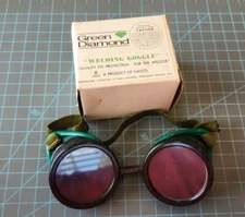 Nasco Green Diamond Bakelite? Welding Goggles Vintage USA 🇺🇸 NOS - gwKK