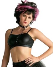 Disturbia Crop BRA TOP ONLY Child Adults Dance Costume Black Faux Leather