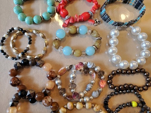 22 piezas. LOTE PULSERA CUENTAS ELÁSTICAS, PERLAS DE IMITACIÓN, ARCILLA (VIVA BRADS), MAGNÉTICA+++ - Imagen 4 de 12