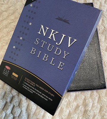New NKJV Study Bible Nelson Black Bonded Leather Word Studies Harmony Boxed
