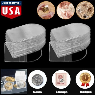 100× Coin Protector Sleeves Single Pocket Flips for Collectible Coins Storage US