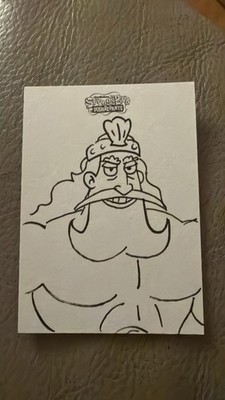 Topps Chrome Spongebob 25'' Anniversary! King Neptune Sketchcard 1/1 Dan Clooney