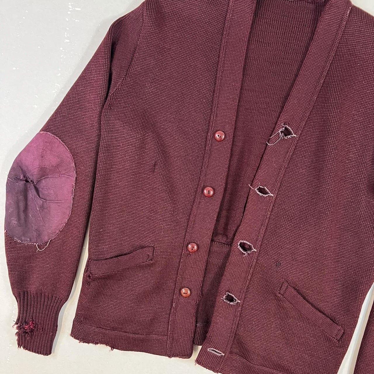1940s Letterman Burgundy Cardigan Sweater - image 6