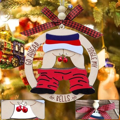 2× Funny Christmas Ornaments 2025 Christmas Tree Decor Wooden Santa Naughty Gift
