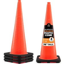 XPOSE SAFETY OTC36-4-X-S Traffic Safety Cone, 36 in, PVC, No Collar, DOT