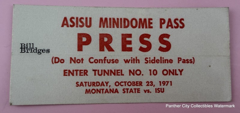 Oct 23 1971 Press Pass Ticket ASISU Minidome Montana State vs ISU Football