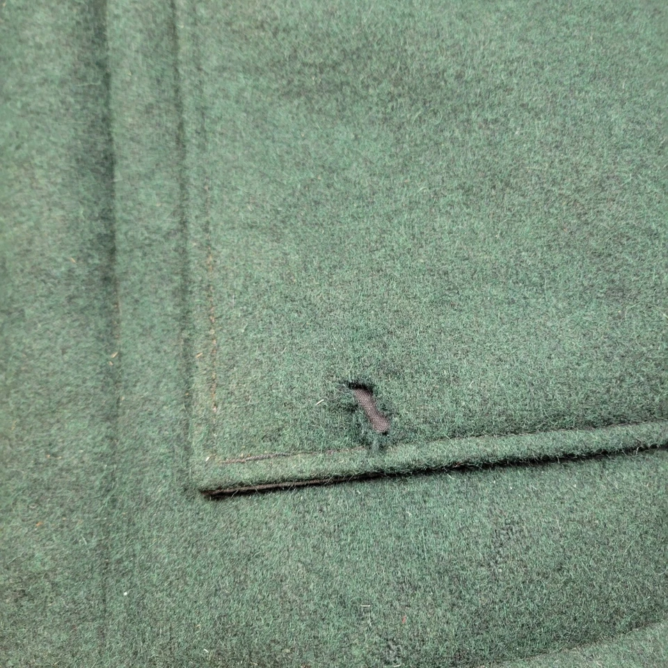 Johnson Woolen Mills Jacket Mens 44 Green Hooded Wool Hunting Coat Game Pouch - Image 3 of 4