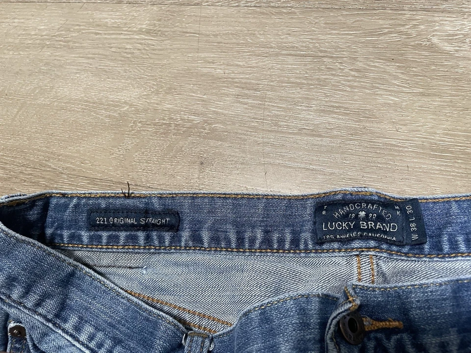Lucky Brand 221 Original Straight Leg Mens Sz 36 Mid Wash Denim Jeans Grunge - Image 3 of 4