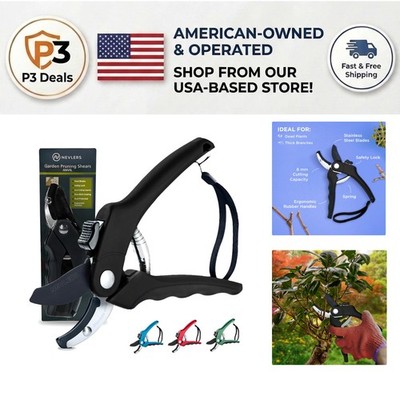 Professional Grade 8'' Anvil Pruning Shears with Secure Safety Lock & Rubber Grip