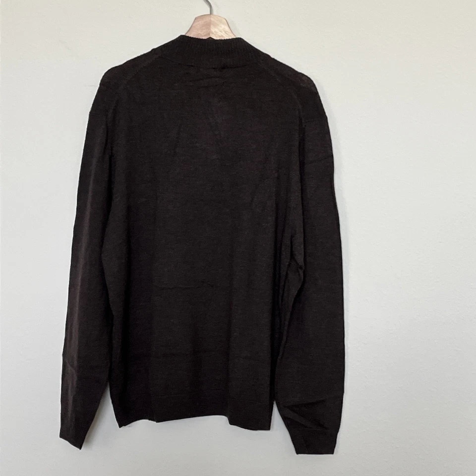 Suéter Pullover Para Hombres TURNBURY LANA MERINO Marrón 1/4 Cremallera Manga Larga Talla XL LEER Foto 4 de 4