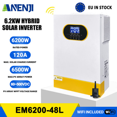 6200W 48V Hybrid Solar Inverter On-Grid Off-Grid MPPT 120A 220V/230Vac 500V WIFI