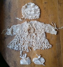 GORGEOUS Antique Victorian Tatted  Lace Baby Outfit Infant Or Doll Clothes Vtg