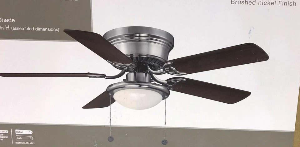 Hugger 44 in. LED Indoor Brushed Nickel Ceiling Fan with Light Kit - Image 2 of 3