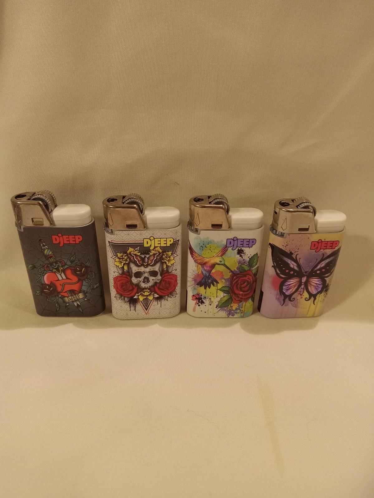 DJEEP Pocket Lighters, TATTOO Collection 4- Count Pack 