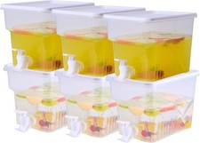 6 Pack 1.3 Gallon Fridge Drink Beverage Dispenser with Spigot, Clear 