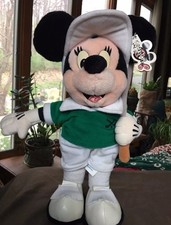 Vtg Golfer Minnie Mouse Plush Walt Disney World Disneyland 14" w/original Tag