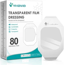 80 Packs Transparent Film Dressing 2.375" x 2.75" - Waterproof Bandages for Swim