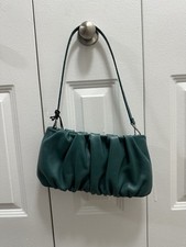 NWT Staud Convertible Clutch Lamb Nappa Leather Shoulder Bean Bag Coastal Green