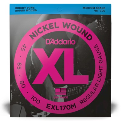 D'Addario 4er Bass XL Nickel 45-100 45-65-80-100, EXL170M - Saitensatz für