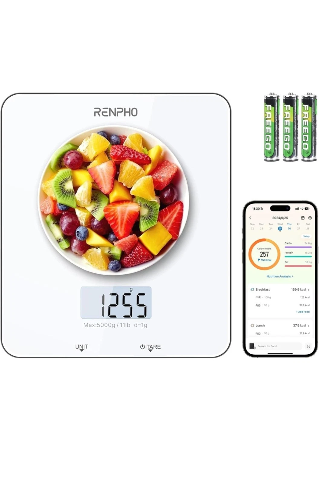 RENPHO Kitchen Scales for Accuracy Measurements, Smart Food Scales with App Food