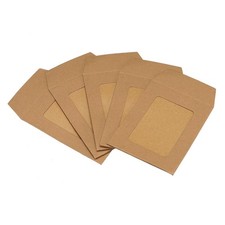 10Pcs Full Face Window Envelopes 3'' Clear Single Sided for Mailing Photos Brown