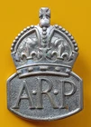 A.R.P. WW2 Air Raid Precautions White Metal Pin Badge.    EB5-4
