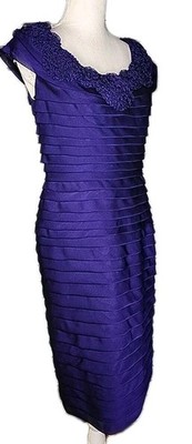   Adrianna Papell Women's Short Sleeve Tiered Special Occasion Dress Sz 8 Purple